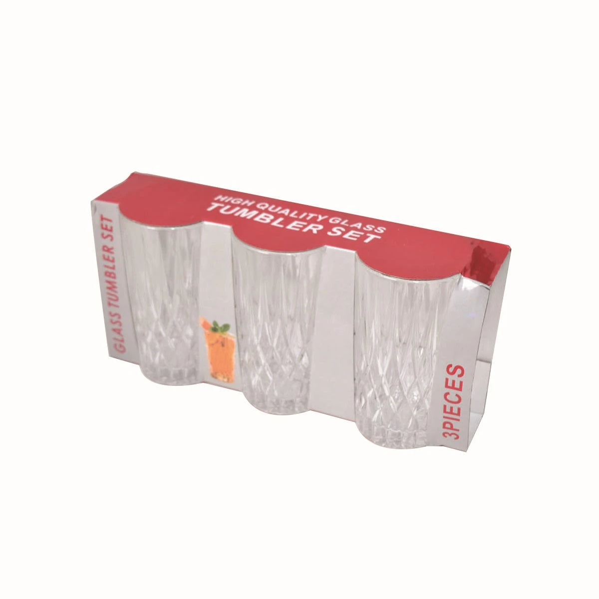 طقم كاسات زجاج شفاف 3 قطعة 256 مل