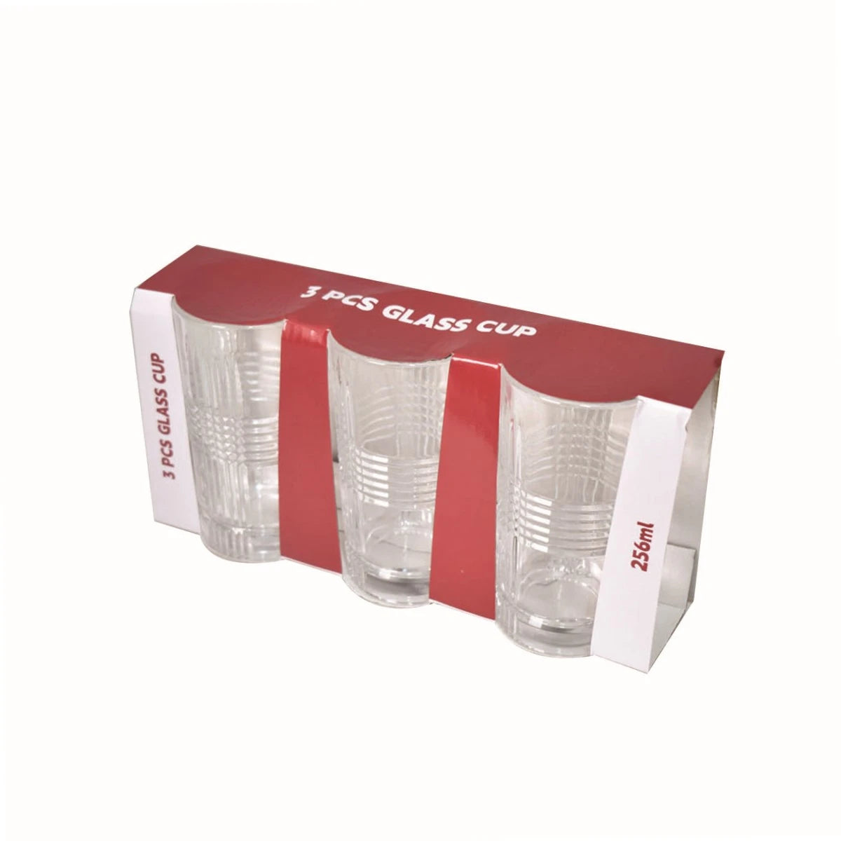 طقم كاسات زجاج شفاف 3 قطعة 256 مل