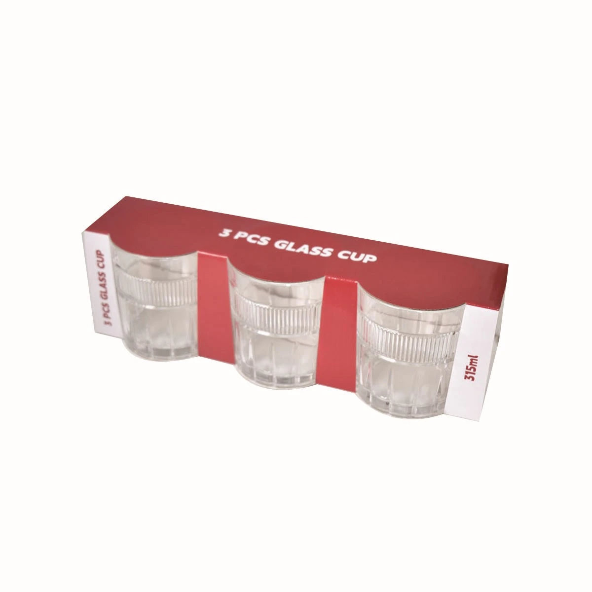 طقم كاسات زجاج شفاف 3 قطعة 315 مل