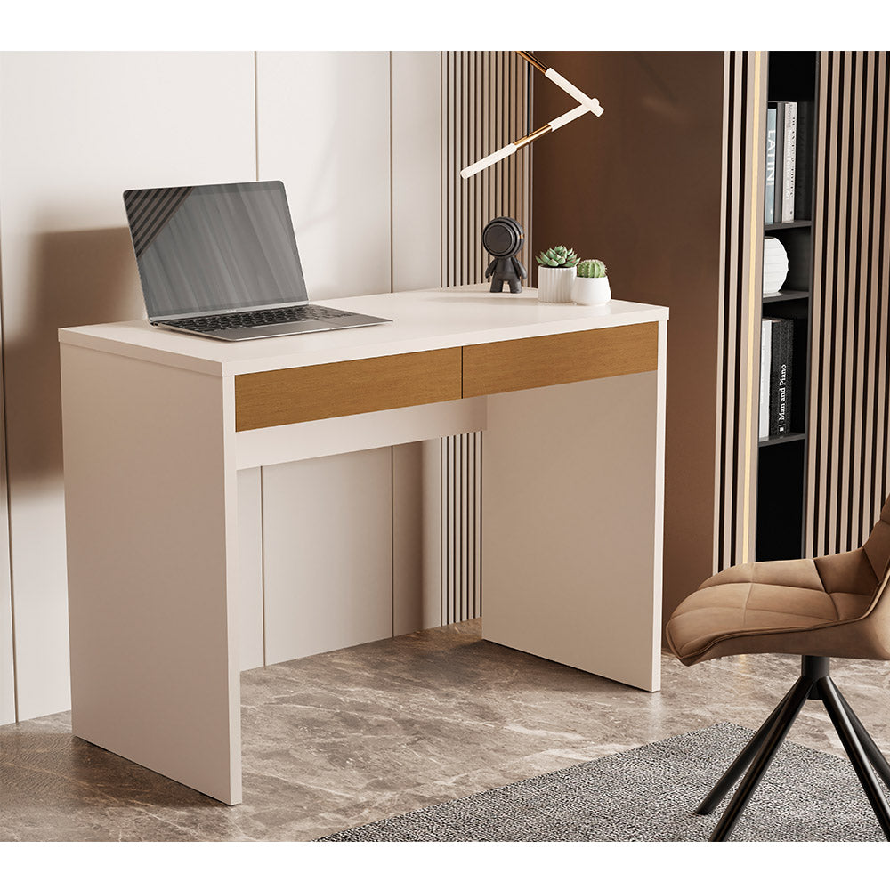 Home computer table for home and office rooms, off-white color