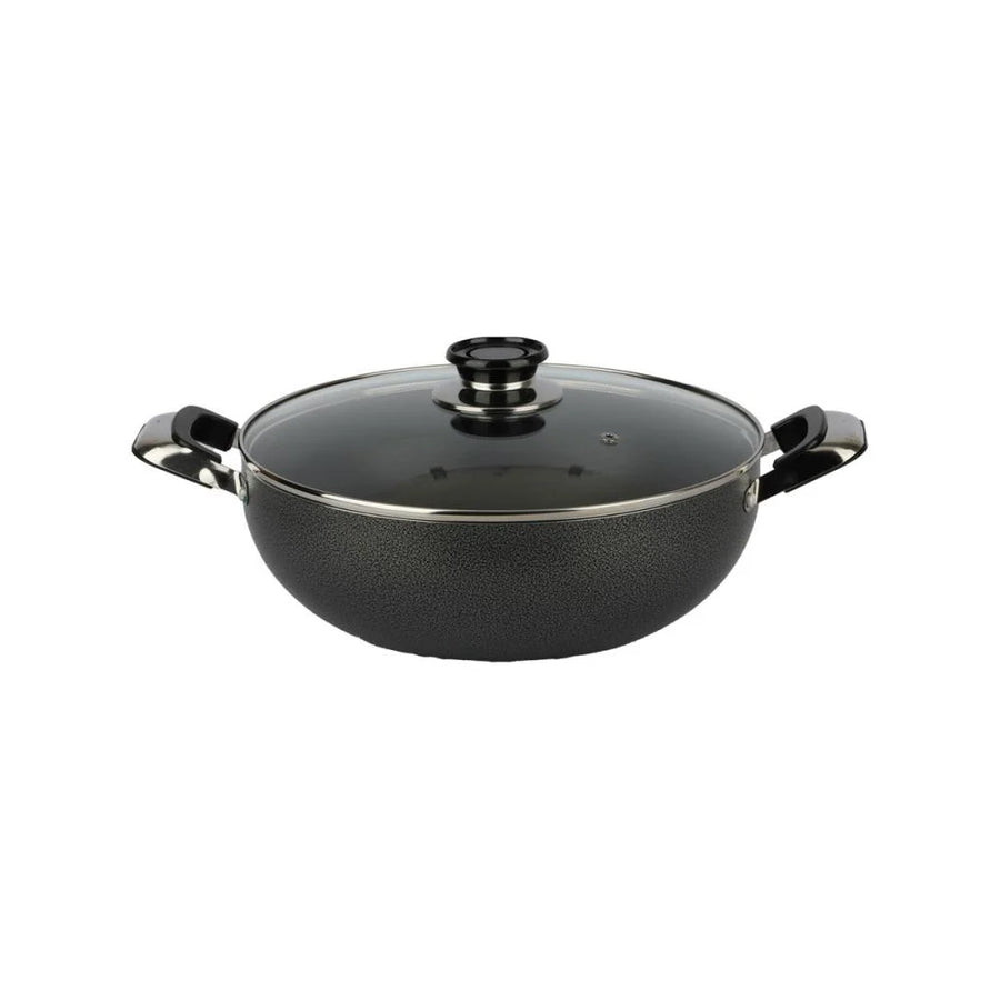 مقلى فيست عميق بغطاء زجاج 24 سم