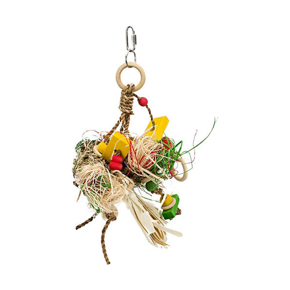 Ben Plax Jouet pour oiseau à texture ondulée naturelle en noix de coco et bambou – 15,2 cm de hauteur