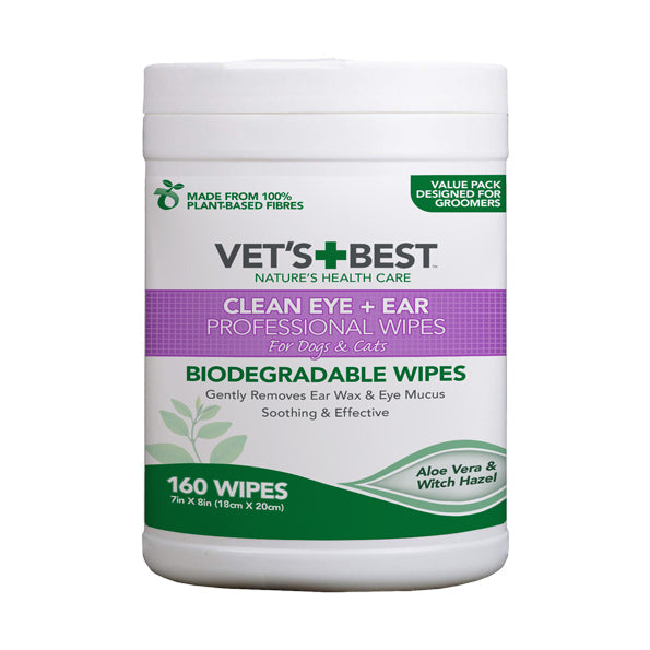Toallitas húmedas para ojos y oídos FitBest para perros y gatos, 160 toallitas