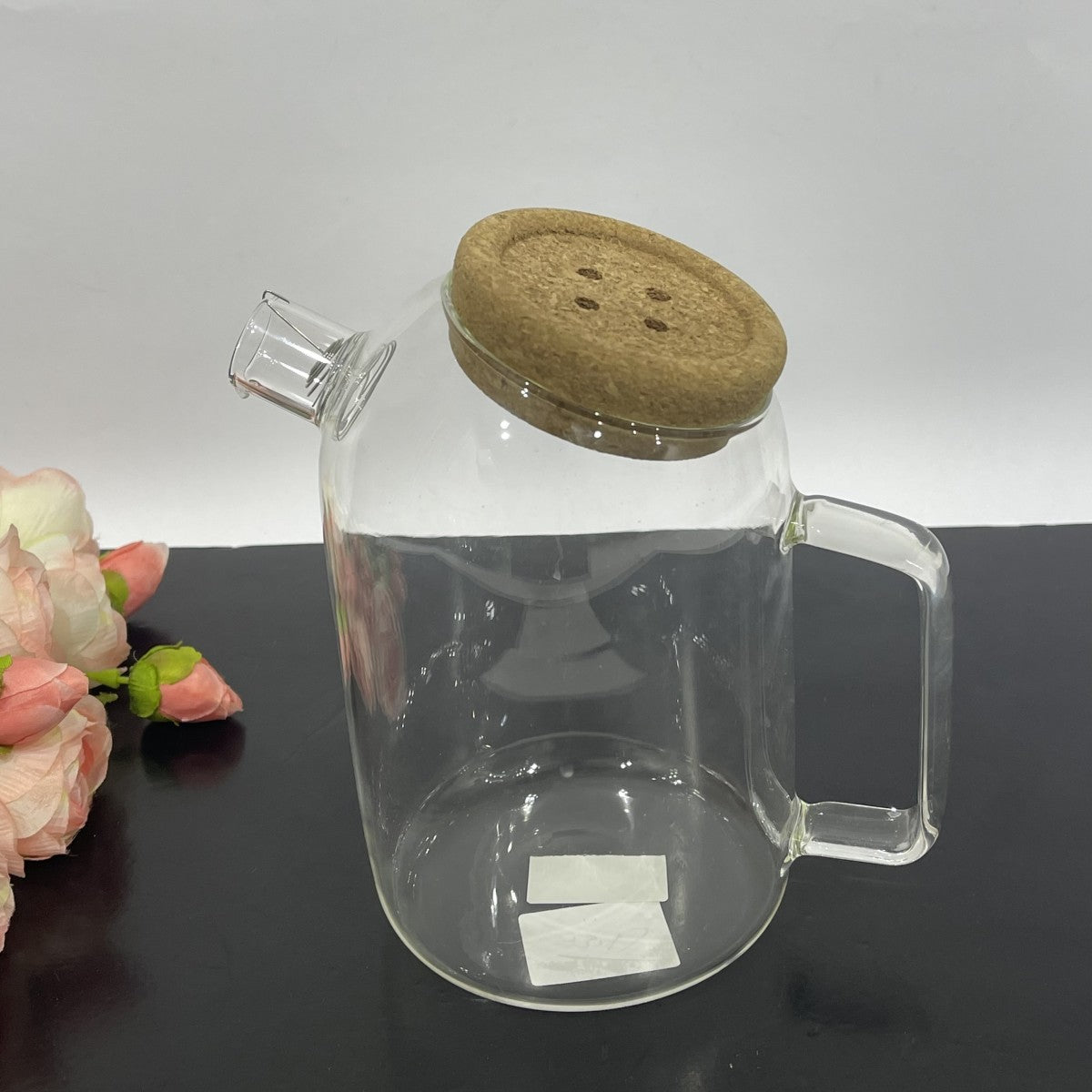 Прозрачный стеклянный кувшин с деревянной крышкой, 1.2 литра