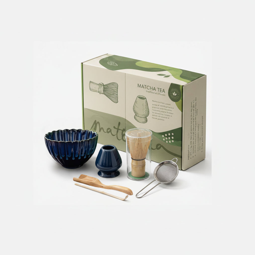 طقم تحضير ادوات الماتشا ازرق MC10