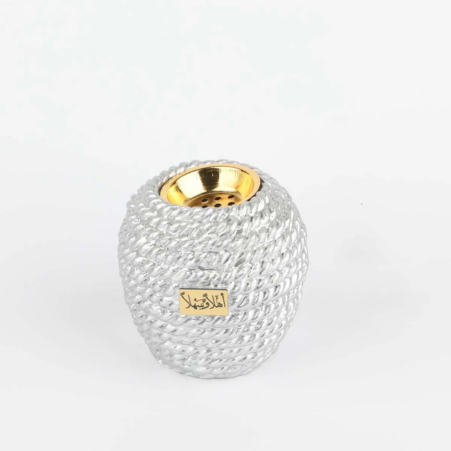 مبخرة خشب فضي بعبارات اهلاً وسهلاً