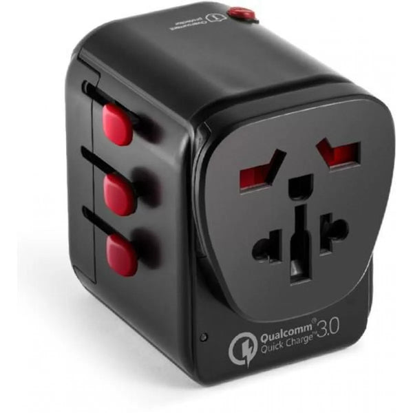 فيش كهربائي 18 وط بروميت 4 منافذ للسفر لون اسود