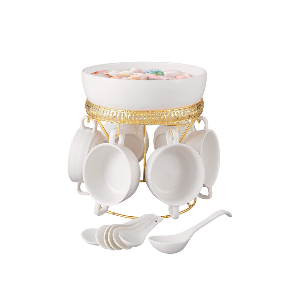 فورهوم طقم شوربةأبيض15ق حامل ذهبي