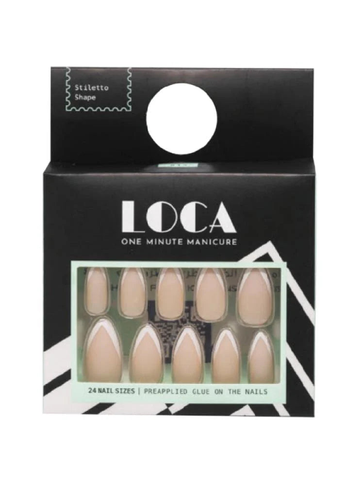 Luca Self-Adhesive Artificial Nails - French Stiletto Shape #15