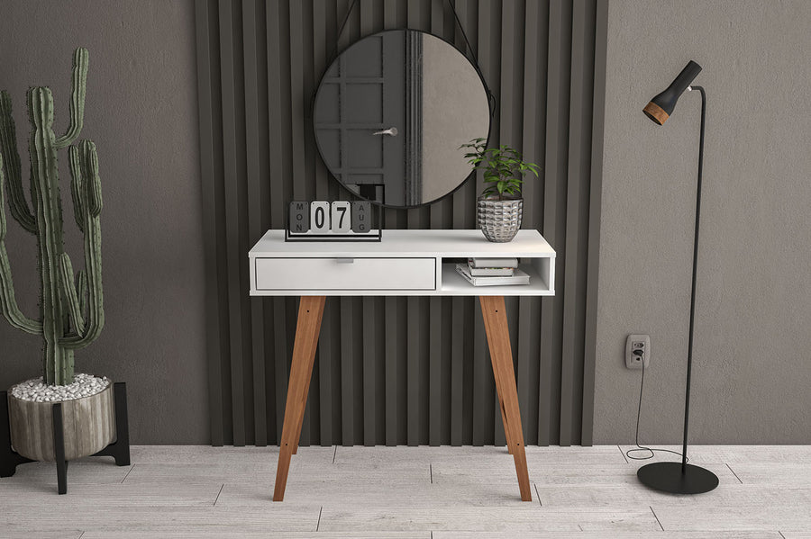 طاولة كونسول للاستقبال لغرف المعيشة والمنزل لون ابيض بوليتورنو