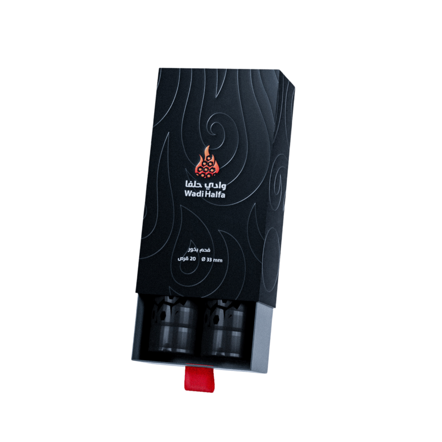 Wadi Halfa charcoal for incense and ma'amoul, quick to light, 20 round discs, 33 mm