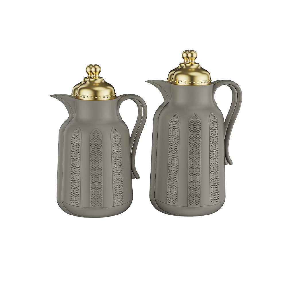 مستربراند طقم ترمس شاهي وقهوة رمادي0.7+1 لتر