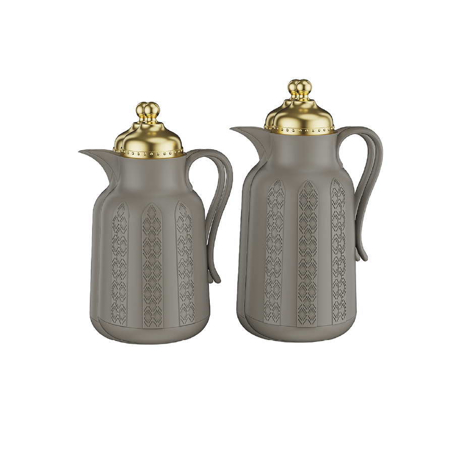 مستربراند طقم ترمس شاهي وقهوة رمادي0.7+1 لتر