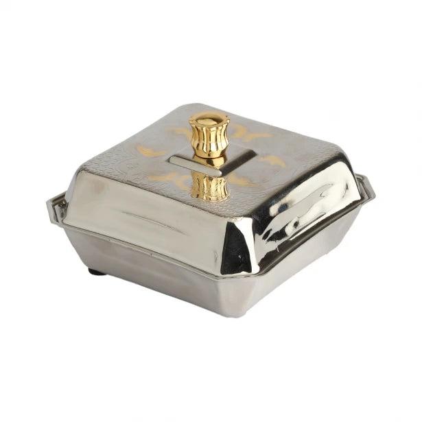 ढक्कन के साथ चौकोर चांदी की स्टील की तारीख 