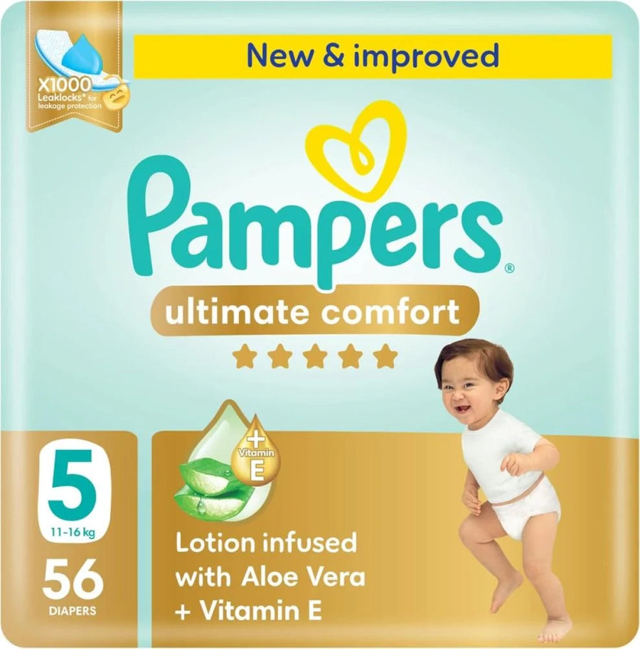 بامبرز حفاضات التيميت كومفورت مقاس 5 عبوة التوفير الكبير 56 حفاضة