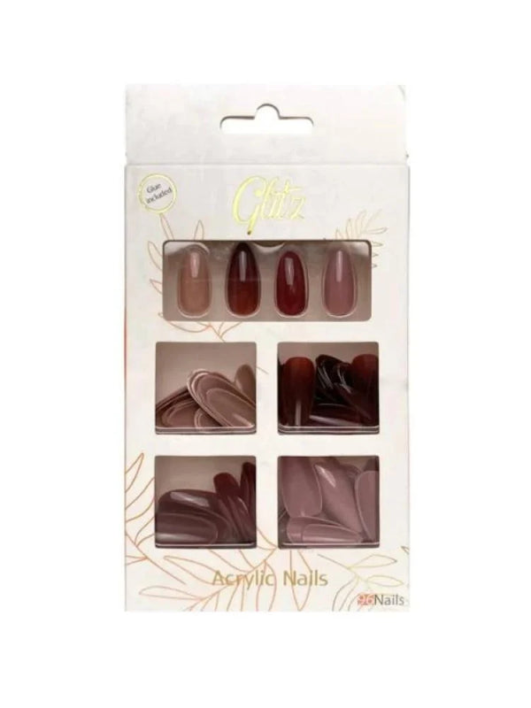 أظافر أكريلك نود مجموعة 4 الوان مع غراء سائل من جليتز - 96 حبة