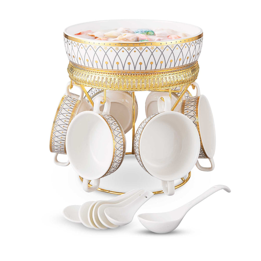 طقم شوربة مذهب15قطعة حامل مذهب دايموند