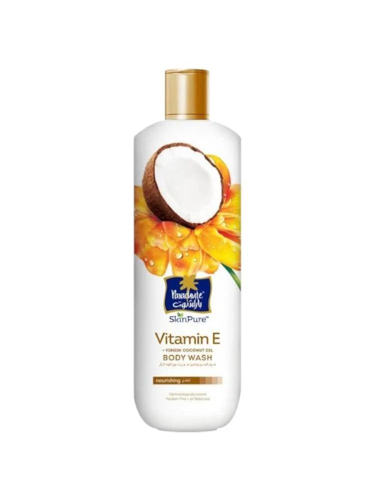 غسول الجسم سكين بيور بالفيتامين E وزيت جوز الهند البكر من باراشوت - 400 مل