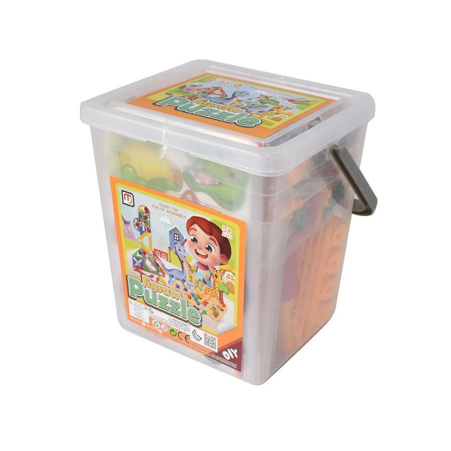 Educational game, assembling a table with 48 pieces of figures