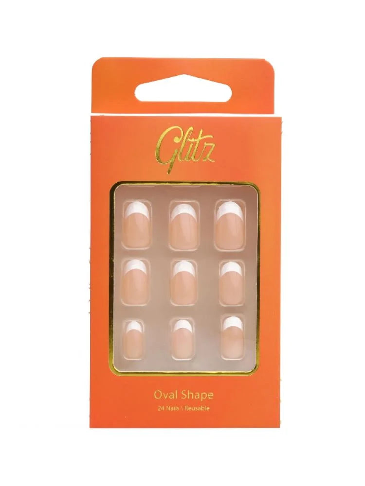 اظافر صناعيه لصق ذاتي رقم 14 فرنسي بينك من جليتز - 24حبه