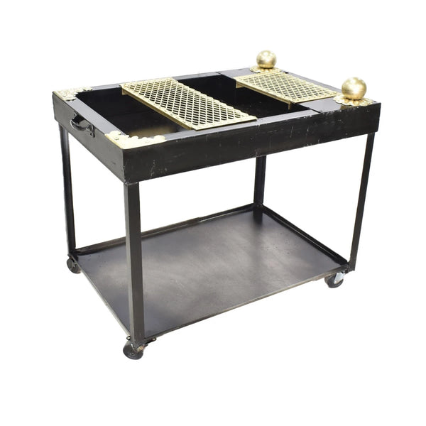 منقل شوي وتدفئة معدني بعجلات مستطيل 80 × 52 × 56 سم