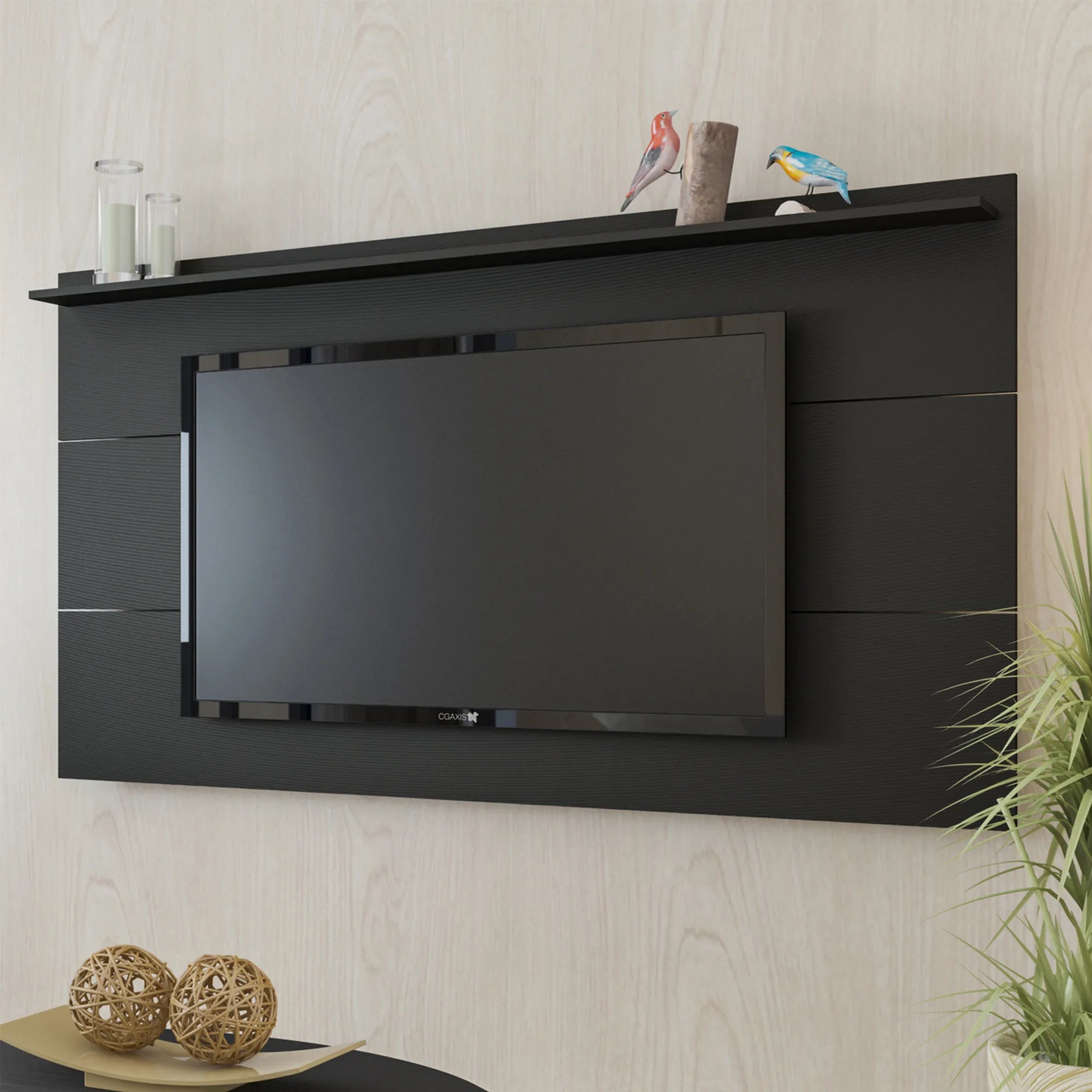 Slim TV Wall Panel  Black
