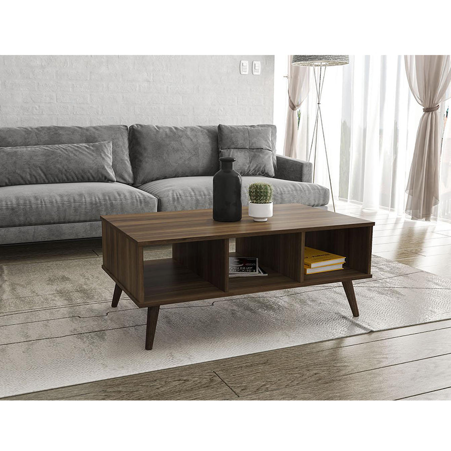 طاولة وسط مودرن مع رف لغرف المعيشوة والمنزل لون  تباكو