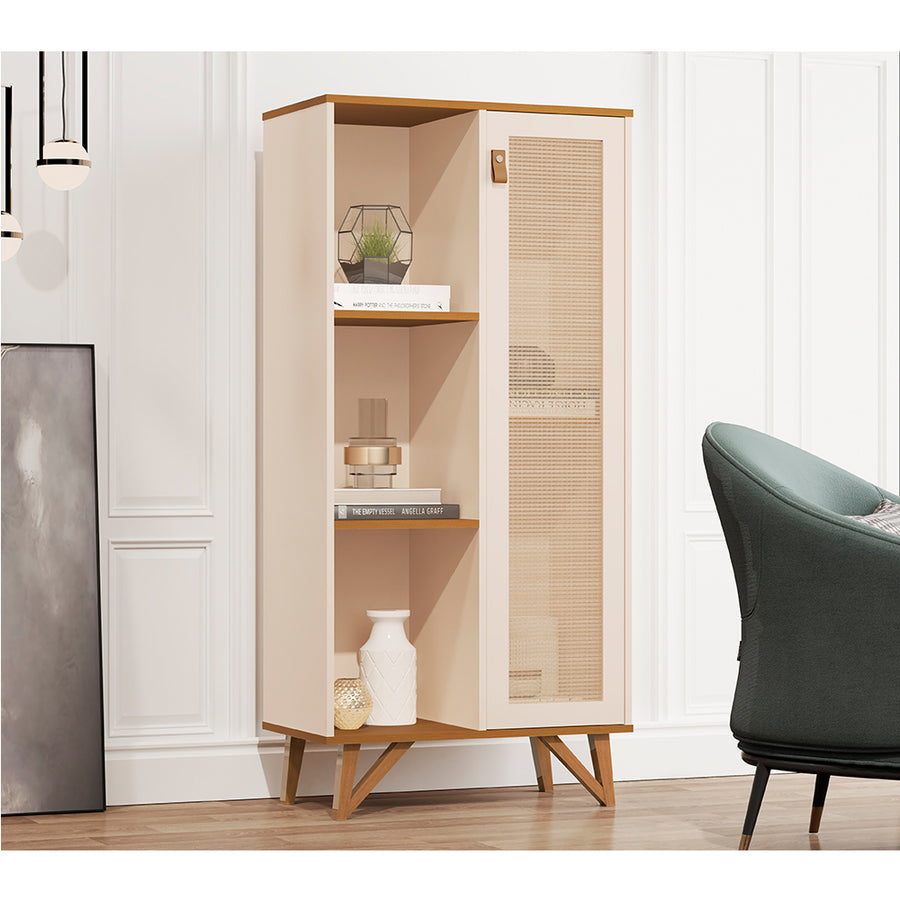 طاولة وخزانة  بوفية  3 ارفف لغرف المعيشة والمنزل لون اوف وايت