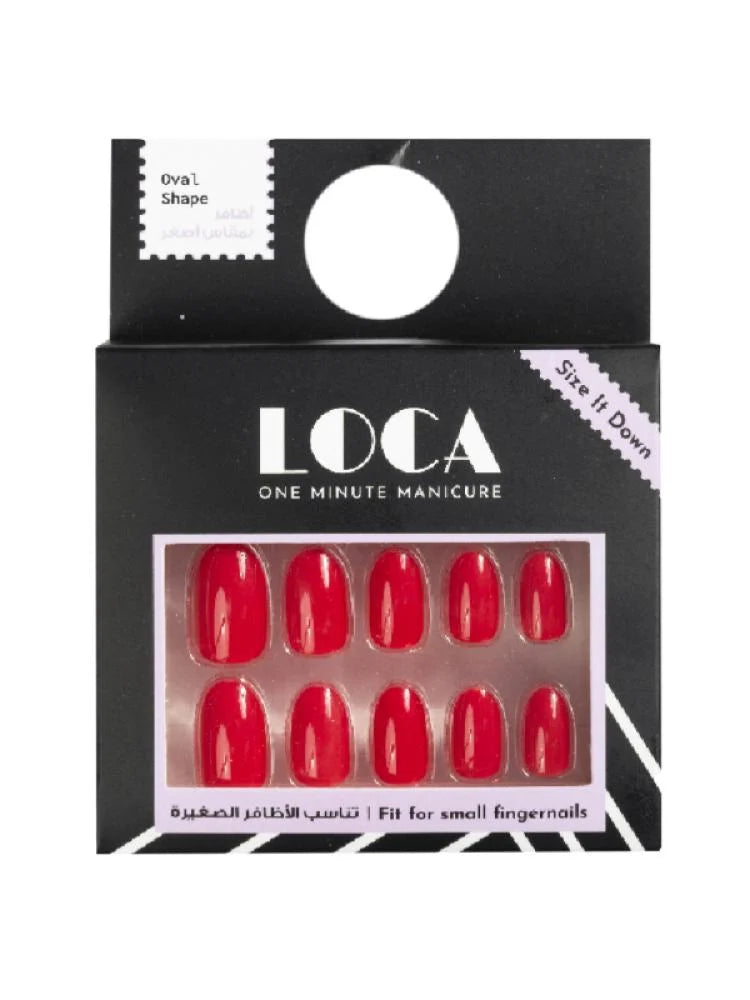 Luca N4 Self-adhesive artificial nails, oval shape, red color