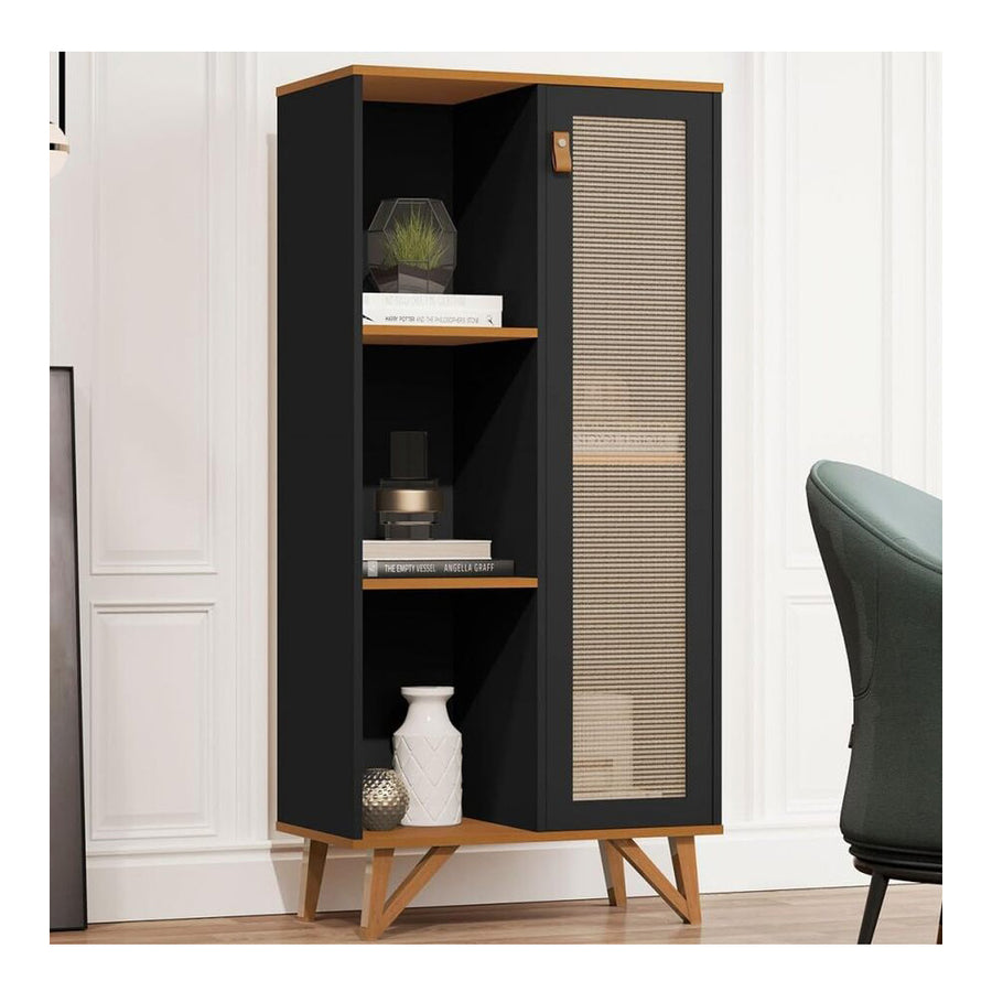 طاولة وخزانة  بوفية  3 ارفف لغرف المعيشة والمنزل لون اسود