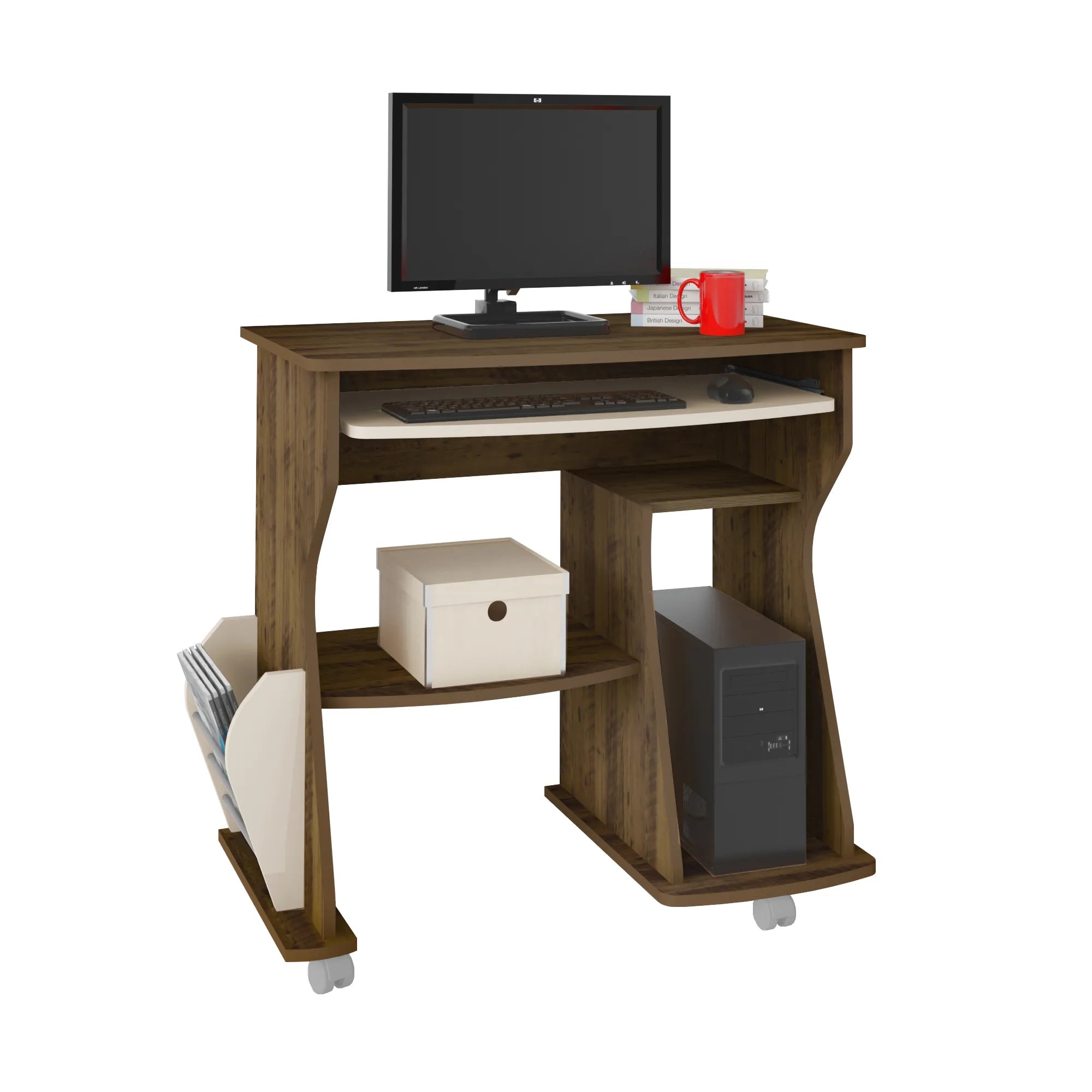 160 Computer Table Pine/Off White