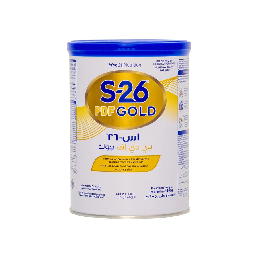 اس ٢٦ بي دي اف جولد حليب اطفال للخدج 400 جرام
