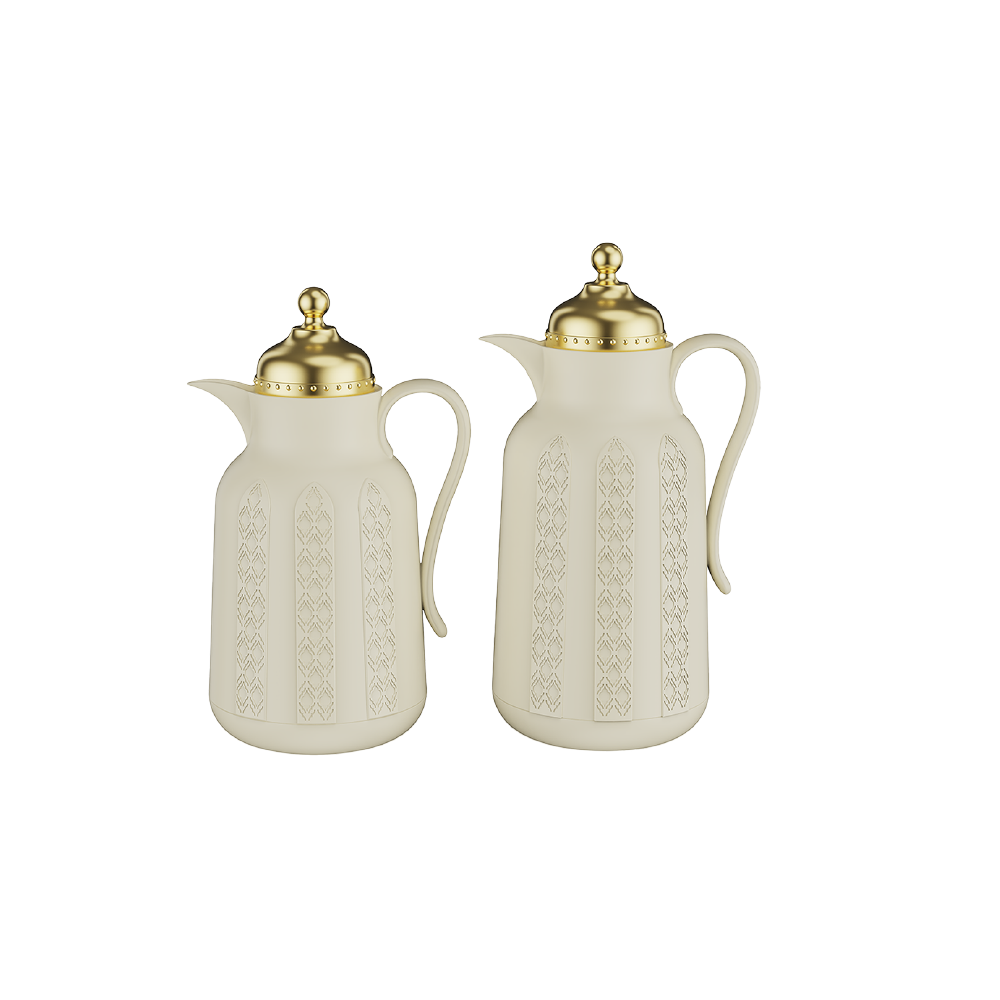 مستربراند طقم ترمس شاهي وقهوة ابيض0.7+1 لتر