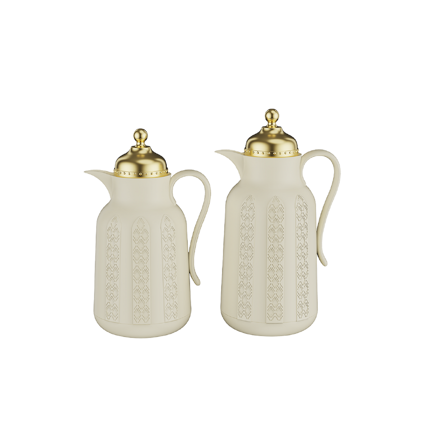 مستربراند طقم ترمس شاهي وقهوة ابيض0.7+1 لتر