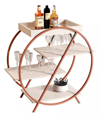 طاولة تقديم مودرن شكل ديكوري لغرف المعيشة والمنزل لون ابيض/ذهبي