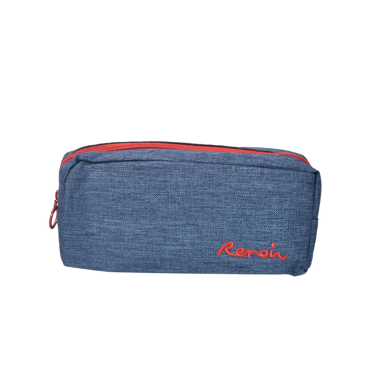 Navy blue zippered canvas pencil case
