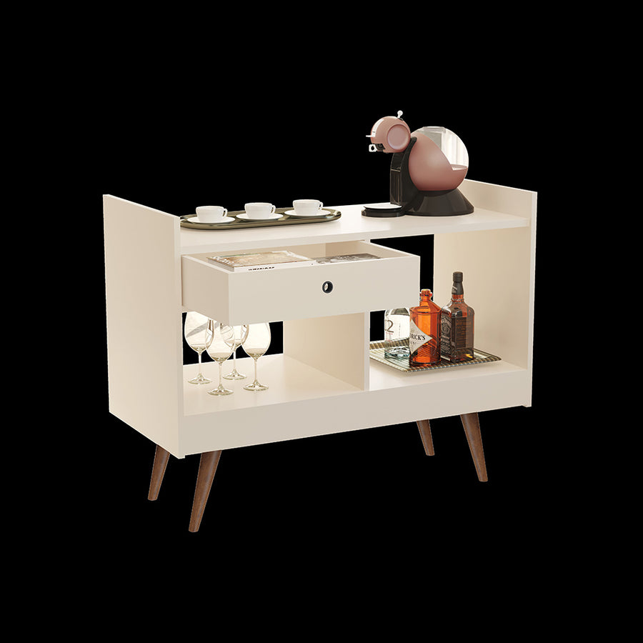 طاولة خدمة  مودرن جانبية مع ارفف  لغرف المعيشة والمنزل لون اوف وايت