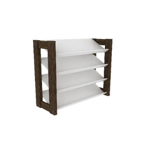 SHOE RACK WHITE/WALNUT