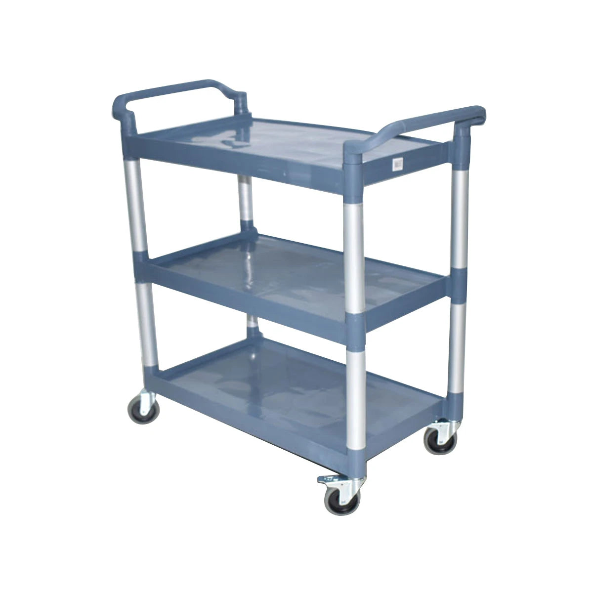 عربية تقديم بلاستيك بعجلات 3 دور ازرق