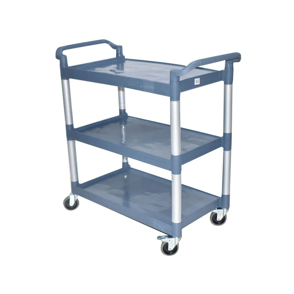 عربية تقديم بلاستيك بعجلات 3 دور ازرق