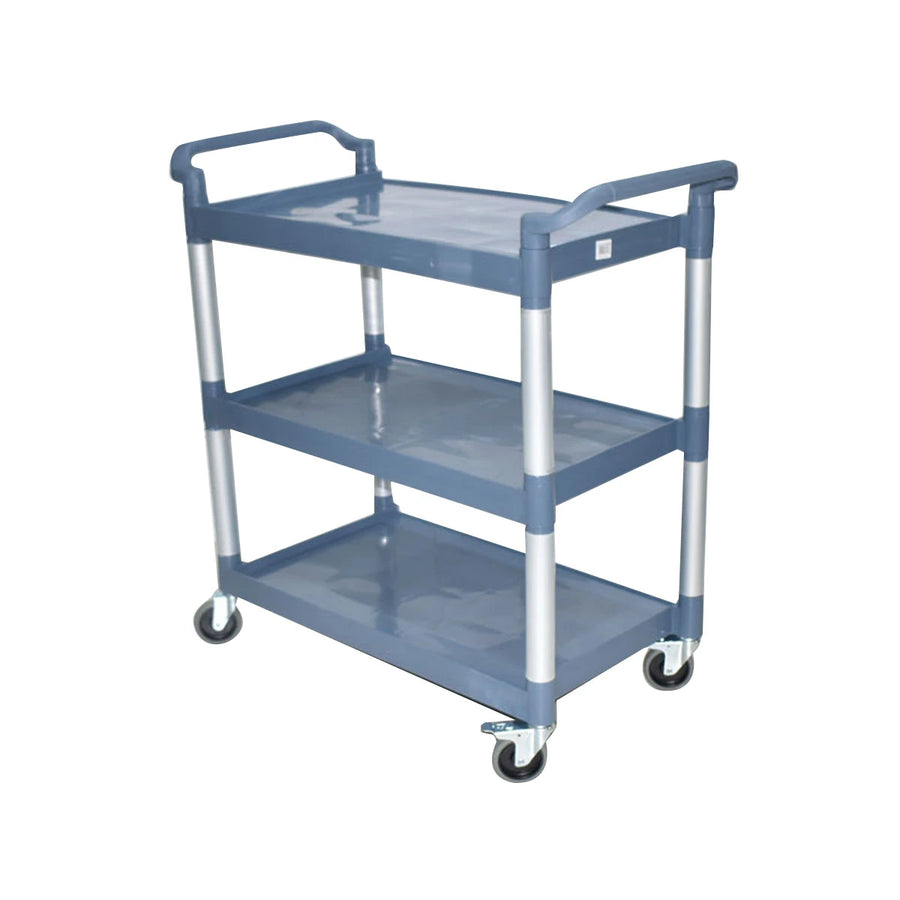 عربية تقديم بلاستيك بعجلات 3 دور ازرق