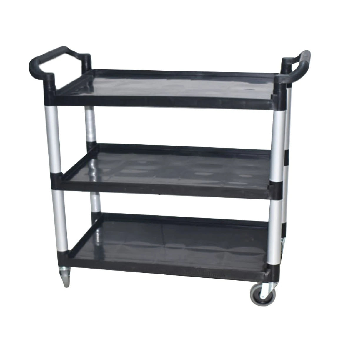 عربية تقديم بلاستيك بعجلات 3 دور اسود