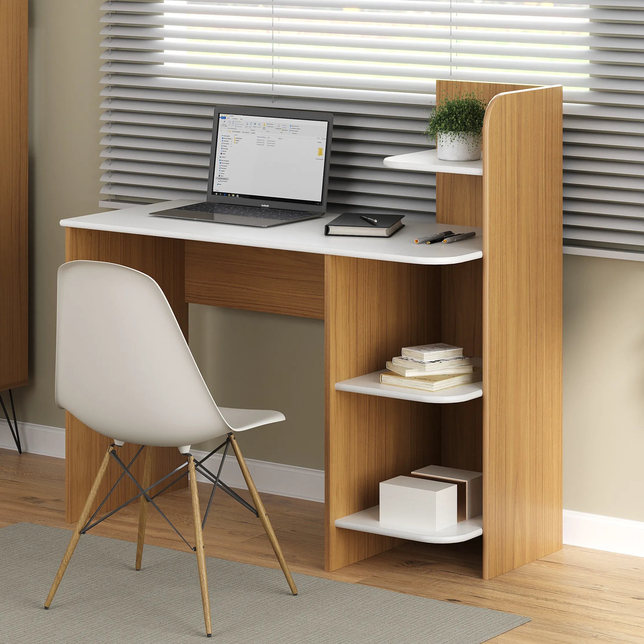 Link Desk  Oak/White