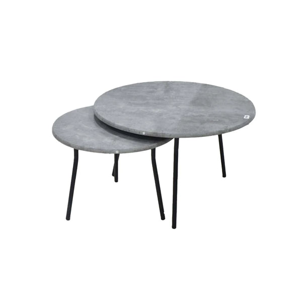 طقم طاولات خدمة خشب دائري 2 قطعة رمادي