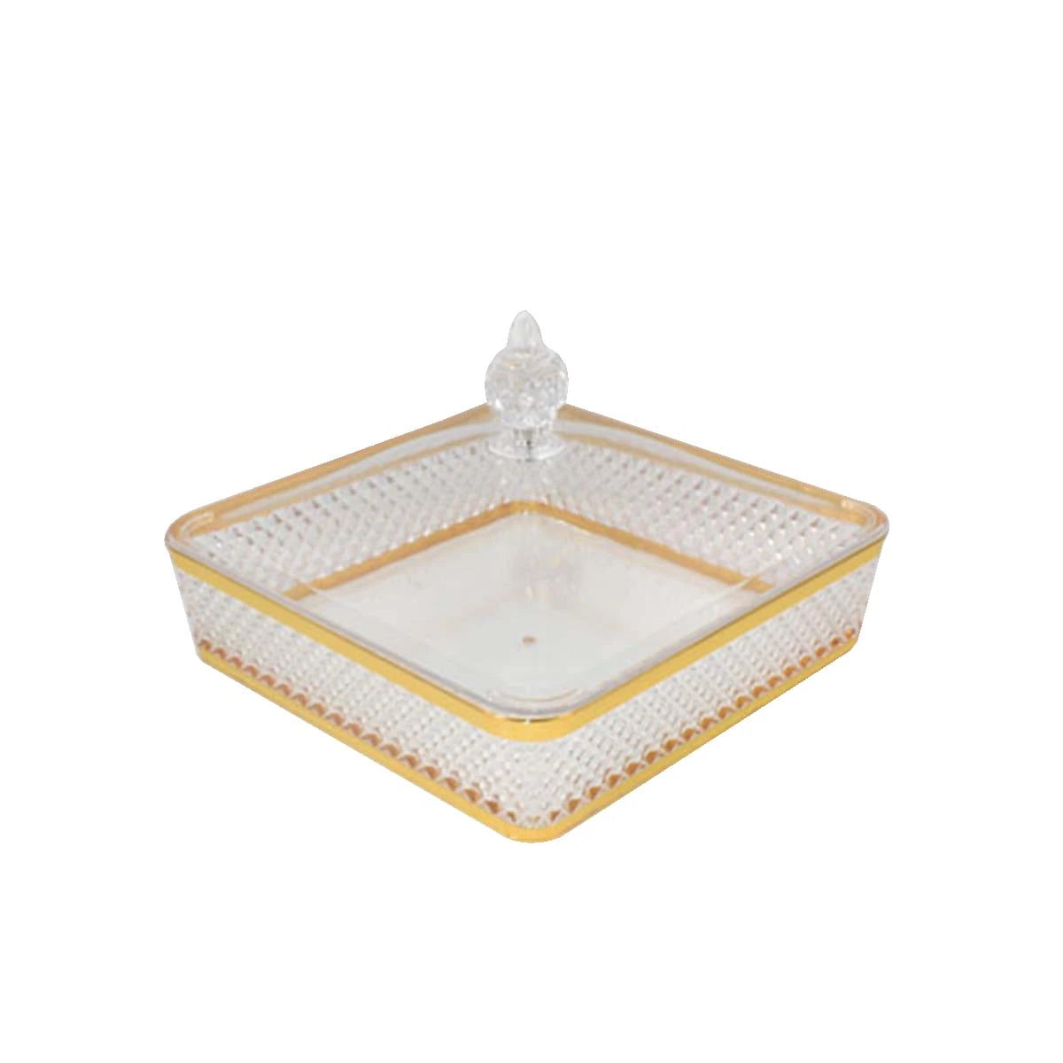 صينية تقديم اكريليك مربع شفاف ذهبي 27 × 27 × 7 سم 6004091