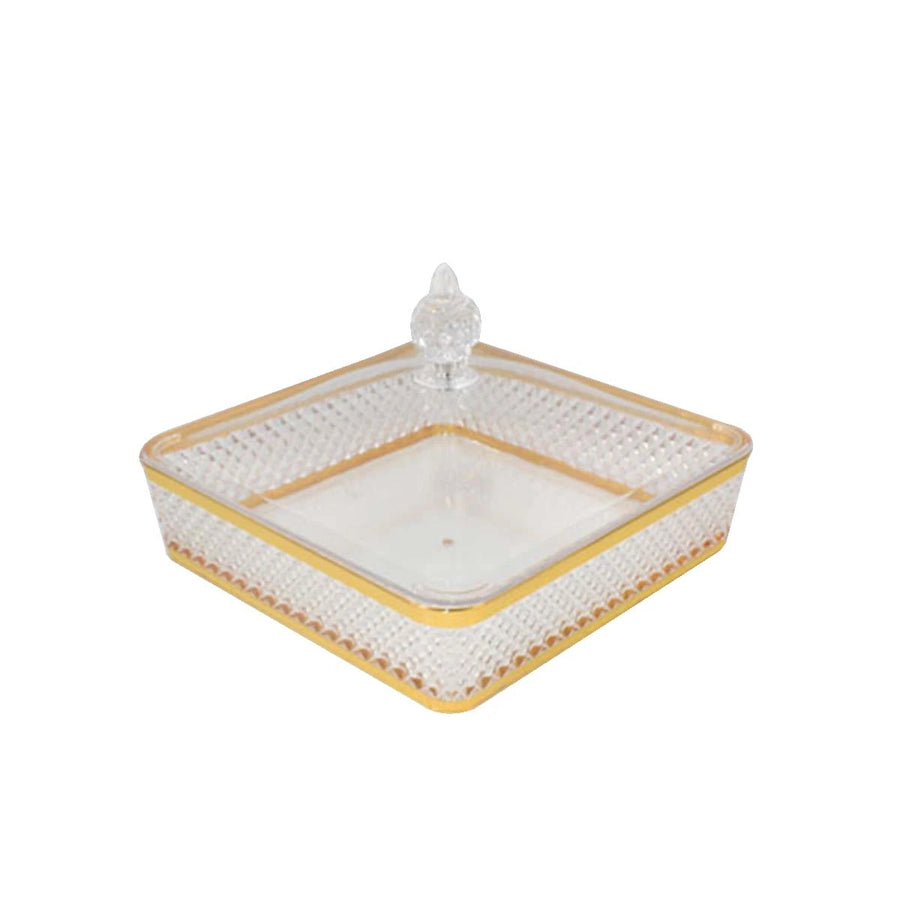 صينية تقديم اكريليك مربع شفاف ذهبي 27 × 27 × 7 سم 6004091