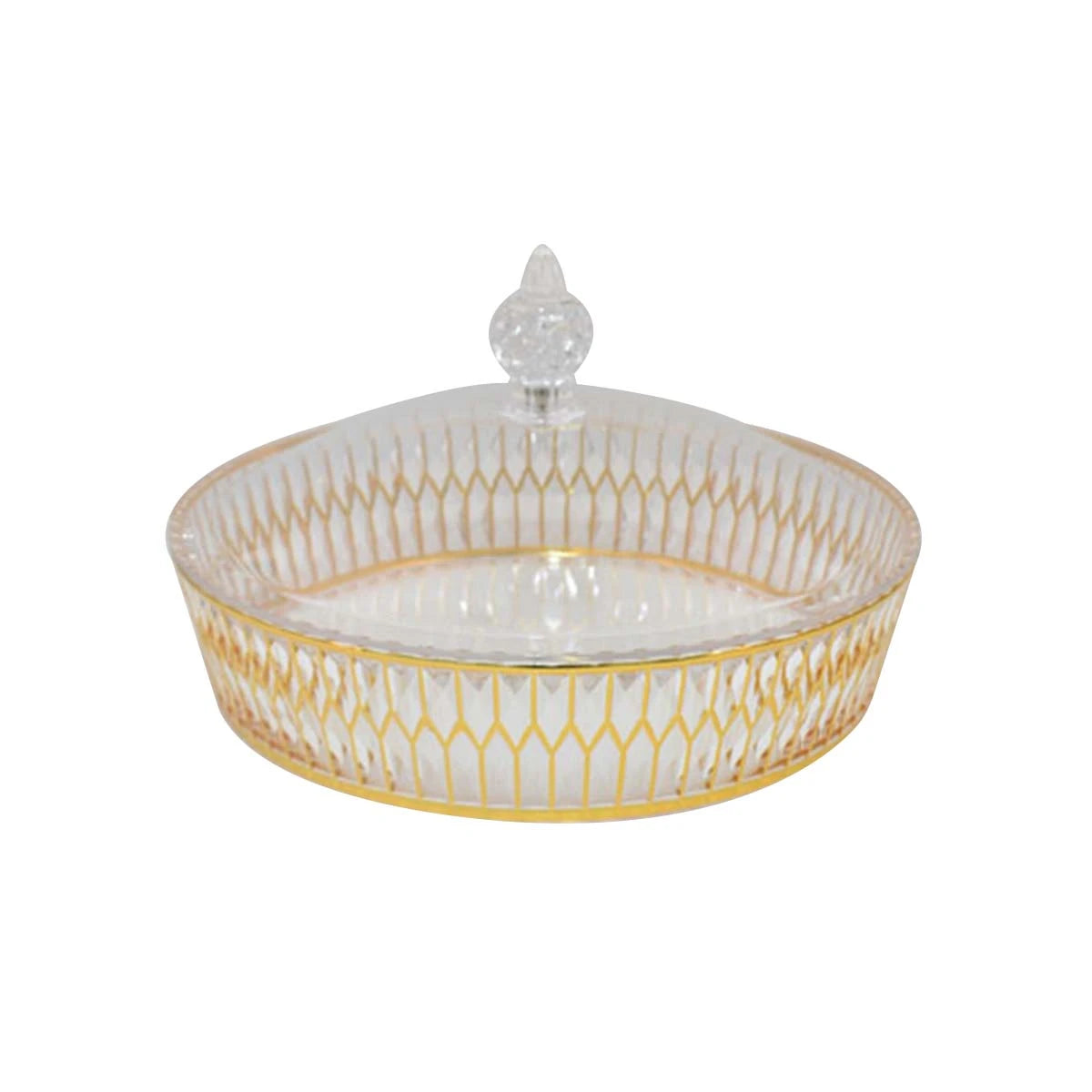 صينية تقديم اكريليك دائري شفاف ذهبي 25 × 25 × 6 سم 6004100