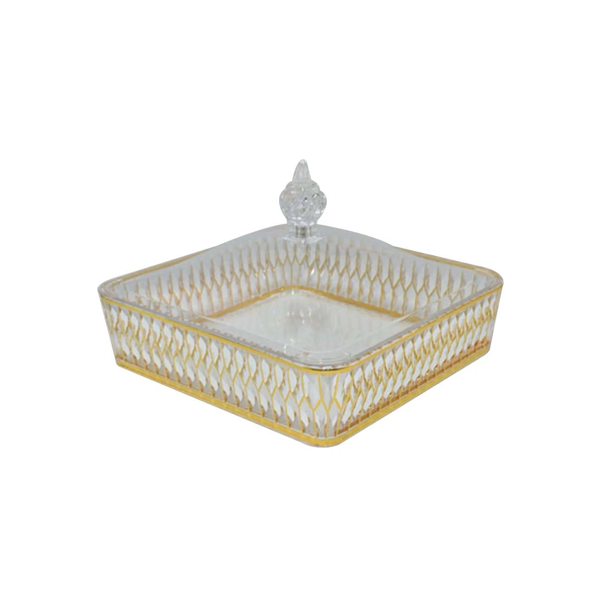 صينية تقديم اكريليك مربع شفاف ذهبي 22 × 22 × 6 سم 6004106