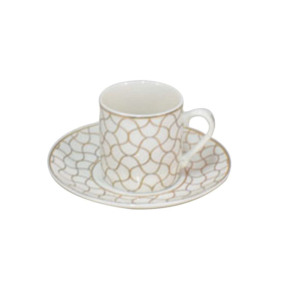 طقم اكواب قهوة سيراميك مع الصحون 12قطعة XFT402