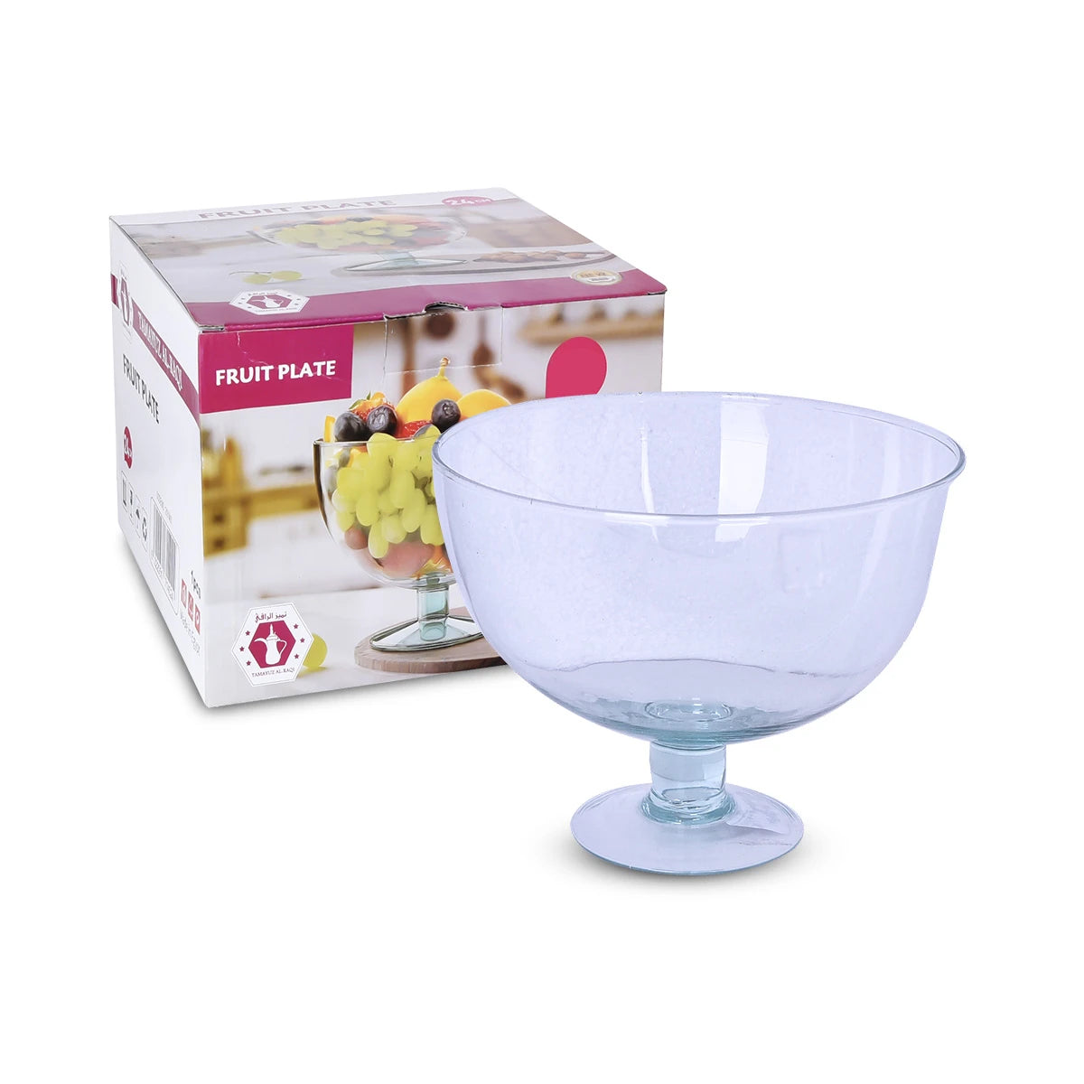صحن تقديم فواكة زجاج دائري شفاف 18سم 2101468